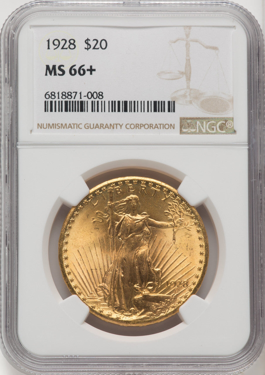 1928 $20 Saint-Gaudens Double Eagle NGC MS66+