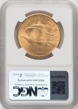 1908 $20 NO MOTTO Saint-Gaudens Double Eagle NGC MS66+ (519737002)