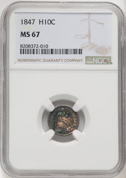 1847 H10C Seated Half Dime NGC MS67 (769563064)