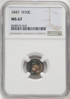 1847 H10C Seated Half Dime NGC MS67 (769563064)