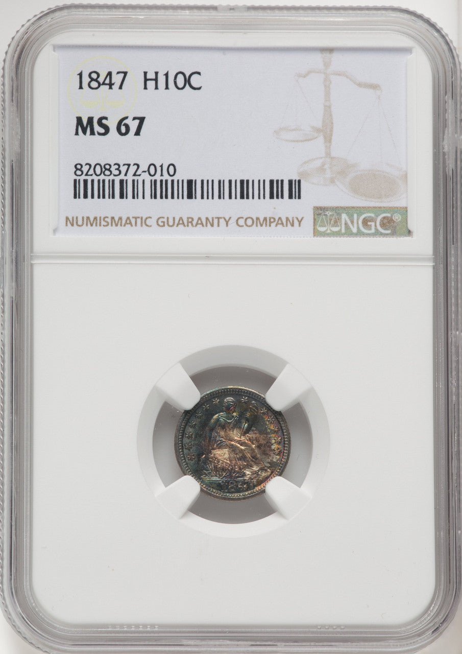 1847 H10C Seated Half Dime NGC MS67 (769563064)