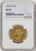 1842-O $10 Liberty Eagle NGC AU55