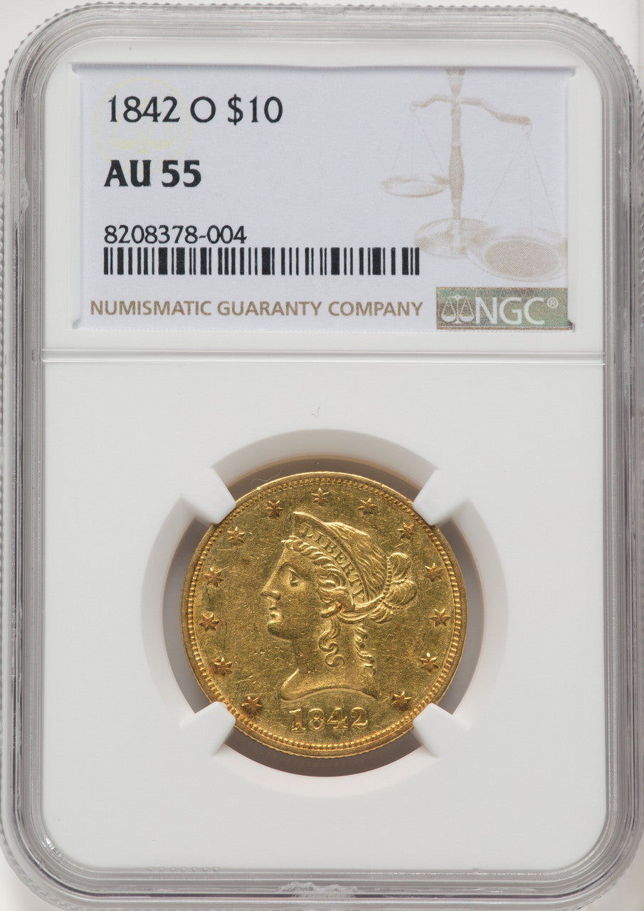 1842-O $10 Liberty Eagle NGC AU55
