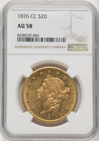 1876-CC $20 Liberty Double Eagle NGC AU58 (572124001)
