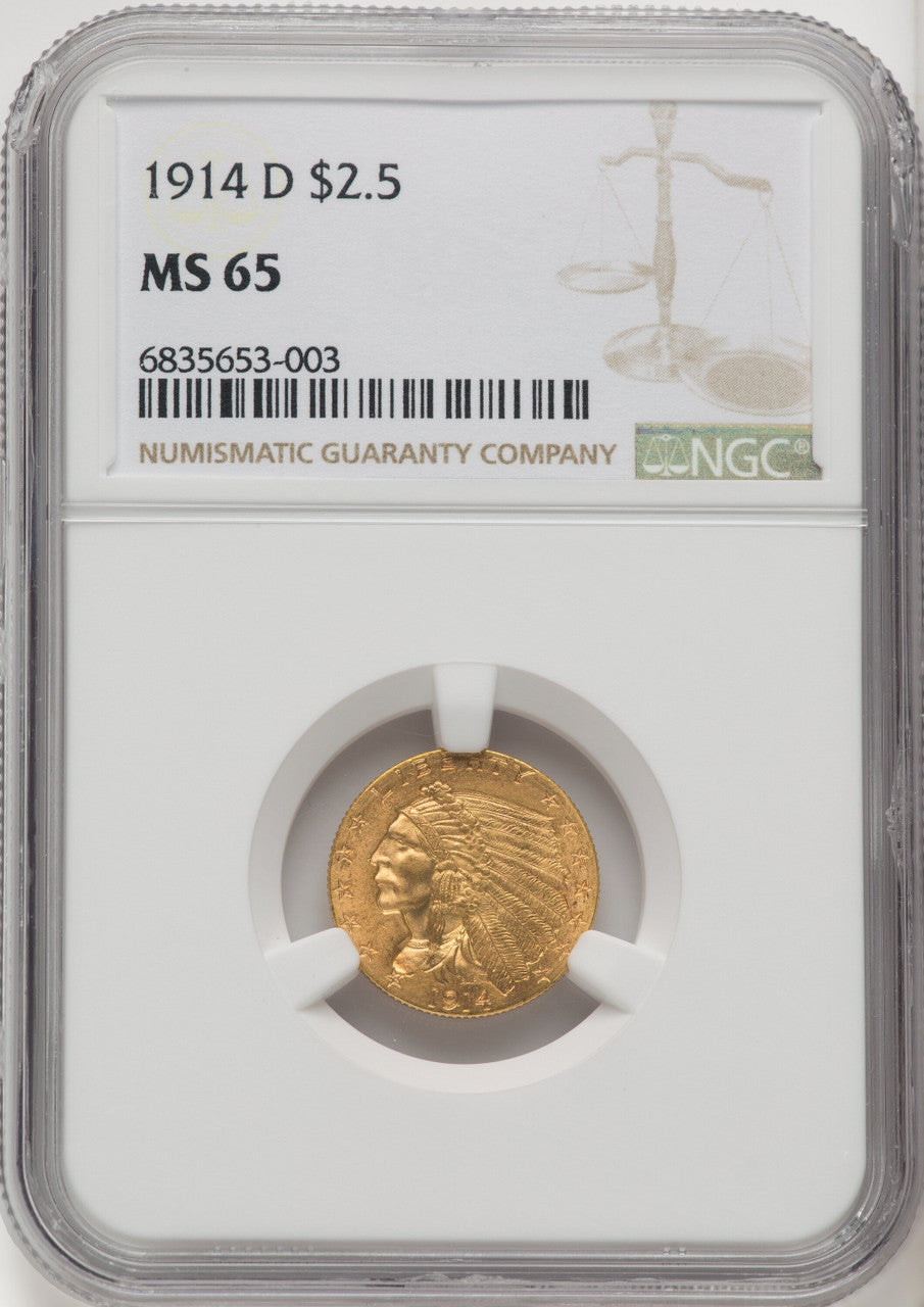 1914-D $2.50 Indian Quarter Eagle NGC MS65 (769947035)