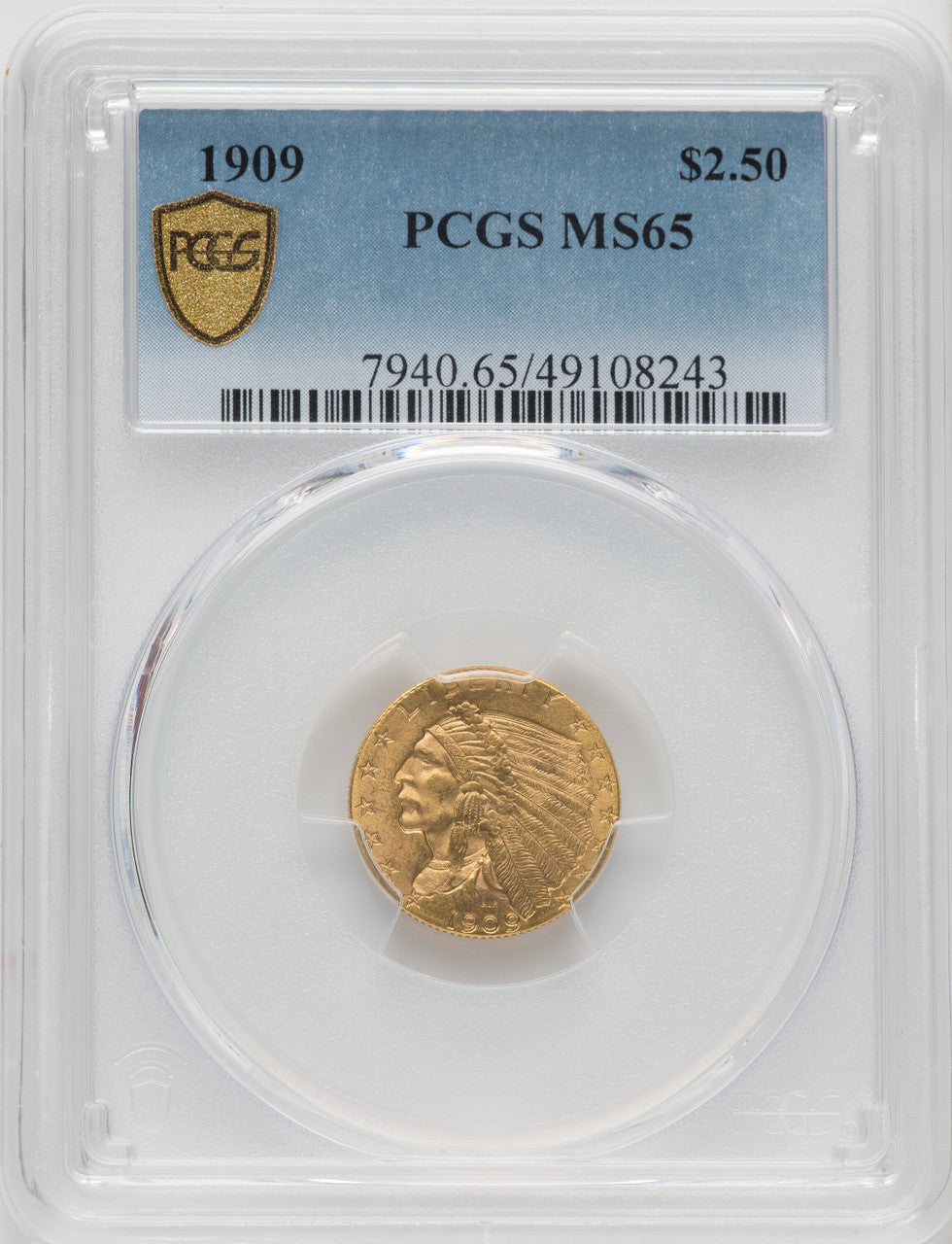 1909 $2.50 Indian Quarter Eagle PCGS MS65 (768601005)