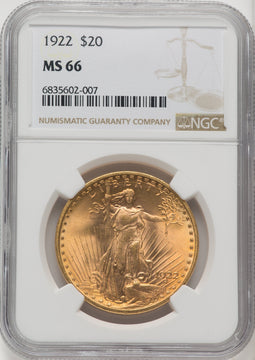 1922 $20 Saint-Gaudens Double Eagle NGC MS66 (769947018)