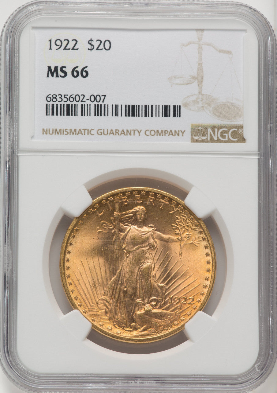 1922 $20 Saint-Gaudens Double Eagle NGC MS66 (769947018)