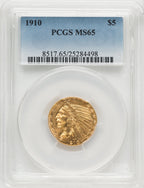 1910 $5 Indian Half Eagle PCGS MS65
