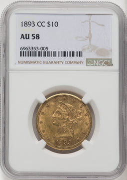 1893-CC $10 Liberty Eagle NGC AU58 (506576054)