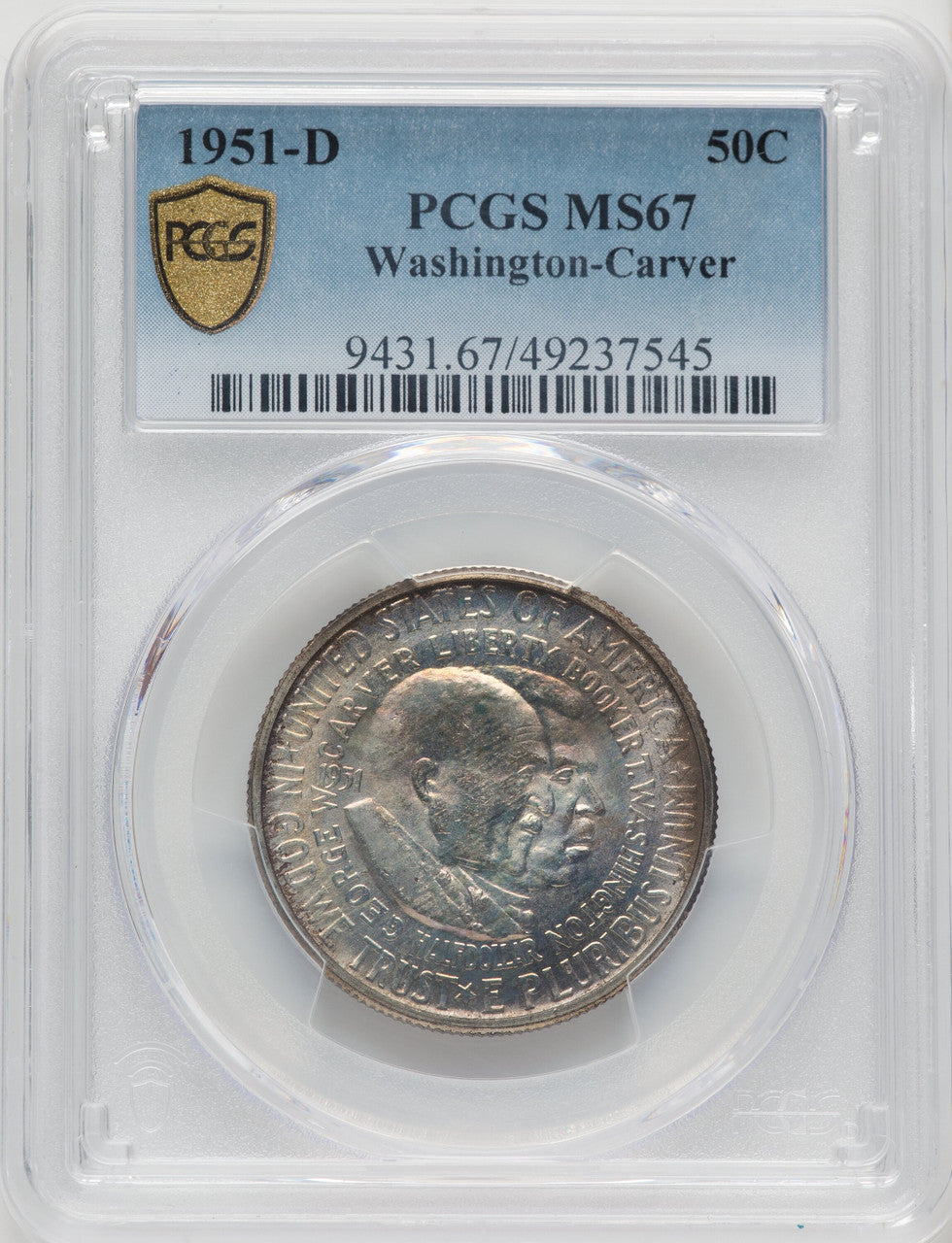 1951-D 50C Washington-Carver Commemorative Silver PCGS MS67