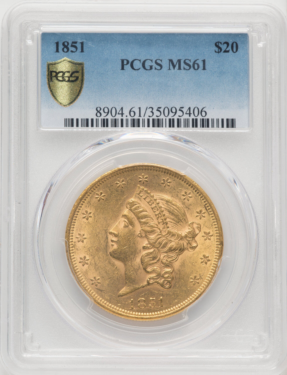1851 $20 Liberty Double Eagle PCGS MS61