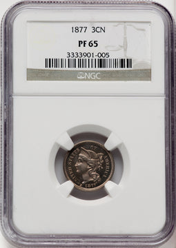 1877 3CN Proof Three Cent Nickel NGC PR65