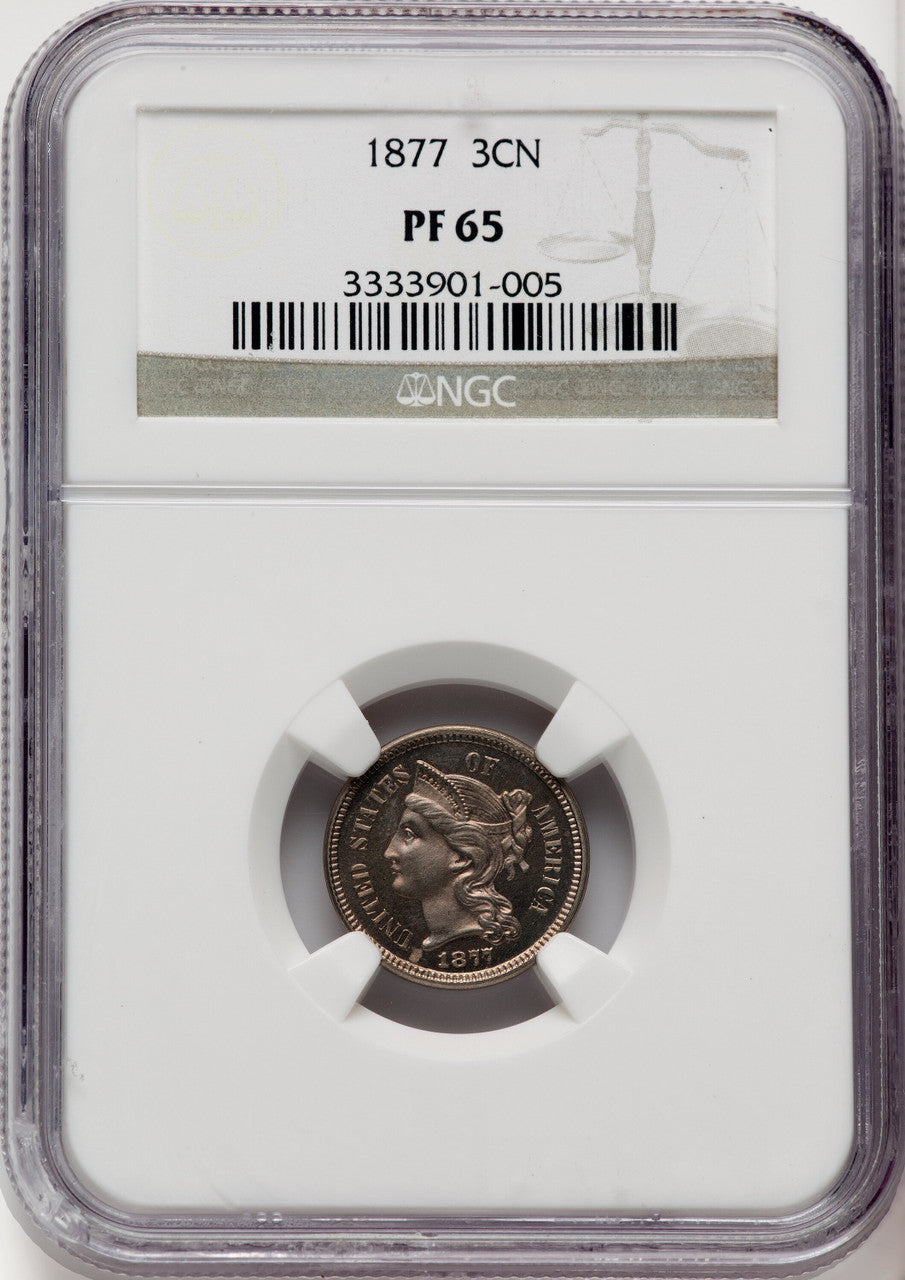1877 3CN Proof Three Cent Nickel NGC PR65