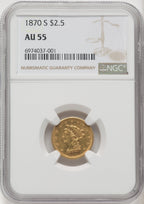 1870-S $2.50 Liberty Quarter Eagle NGC AU55