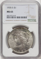 1935-S Peace Dollar NGC MS65
