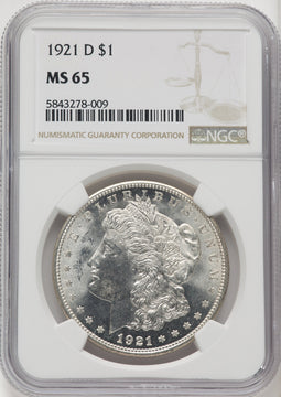 1921-D Morgan Dollar NGC MS65