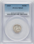1845 H10C Seated Half Dime PCGS MS65