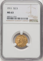 1911 $2.50 Indian Quarter Eagle NGC MS63 (506580015)
