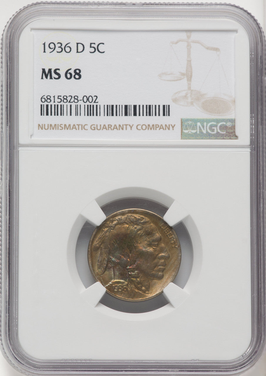 1936-D 5C Buffalo Nickel NGC MS68