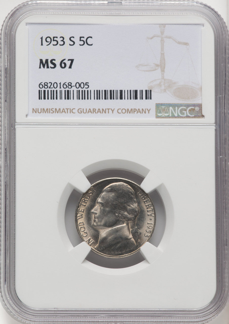 1953-S 5C Jefferson Nickel NGC MS67 (777709001)