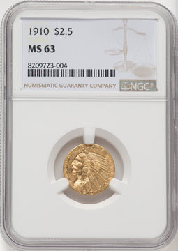 1910 $2.50 Indian Quarter Eagle NGC MS63 (770291017)