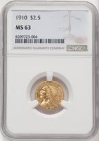 1910 $2.50 Indian Quarter Eagle NGC MS63 (770291017)