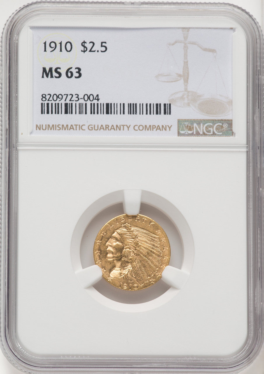 1910 $2.50 Indian Quarter Eagle NGC MS63 (770291017)