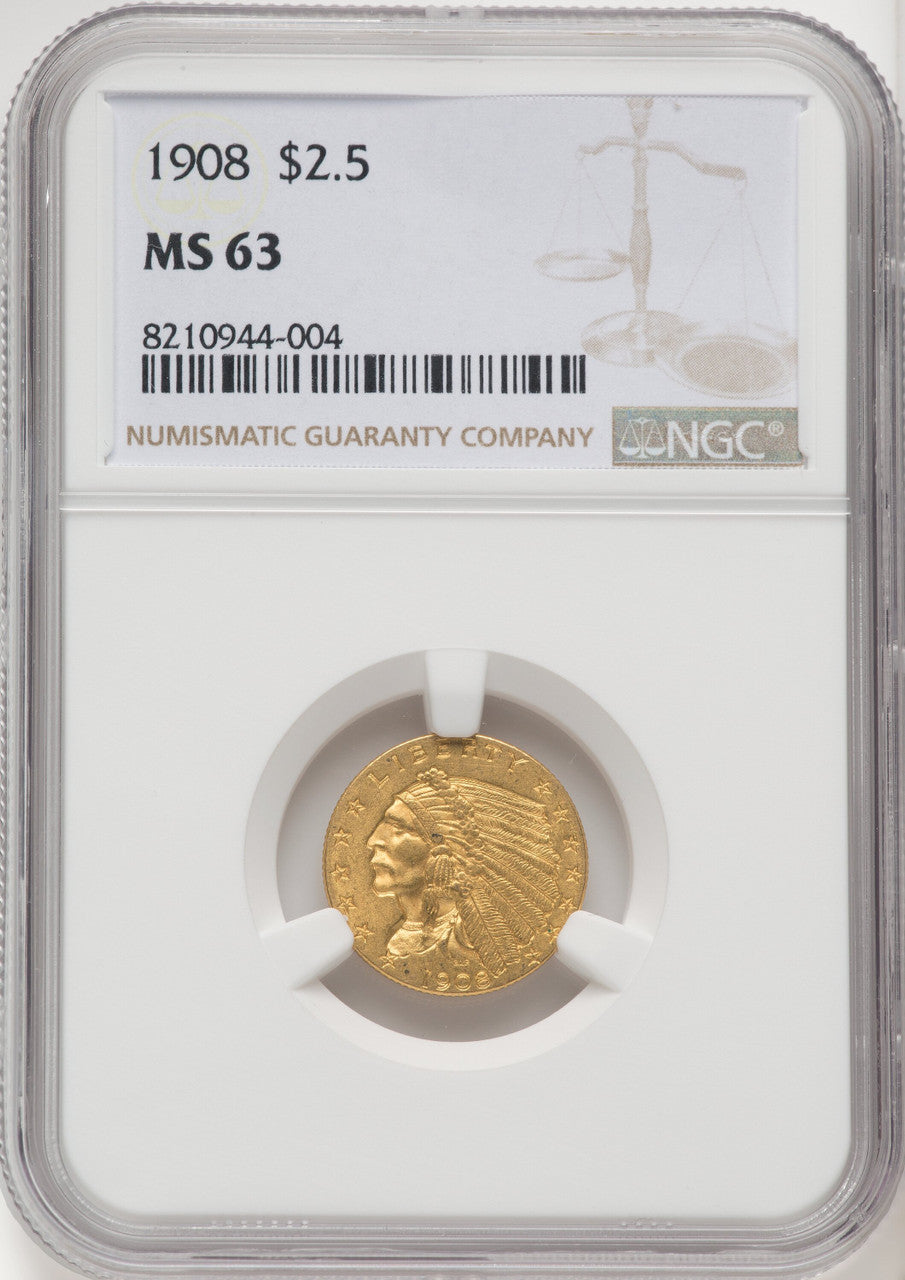 1908 $2.50 Indian Quarter Eagle NGC MS63 (770291014)