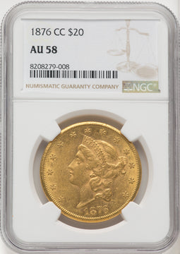 1876-CC $20 Liberty Double Eagle NGC AU58 (770291003)