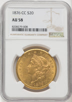 1876-CC $20 Liberty Double Eagle NGC AU58 (770291003)