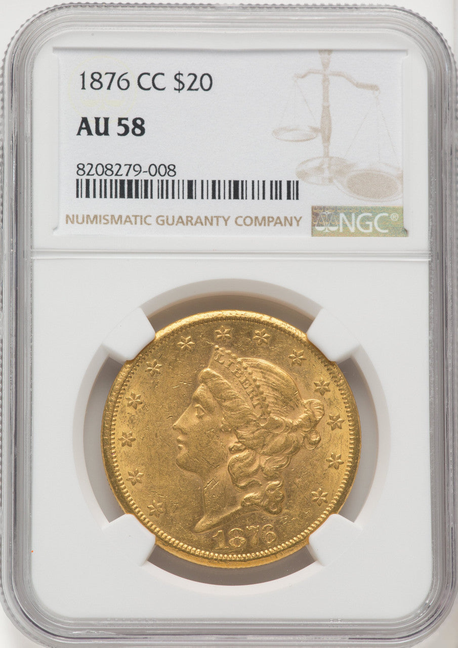 1876-CC $20 Liberty Double Eagle NGC AU58 (770291003)