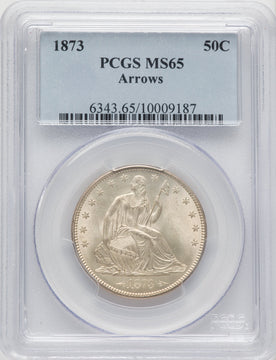 1873 50C Arrows Seated Half Dollar PCGS MS65
