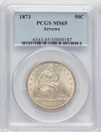 1873 50C Arrows Seated Half Dollar PCGS MS65