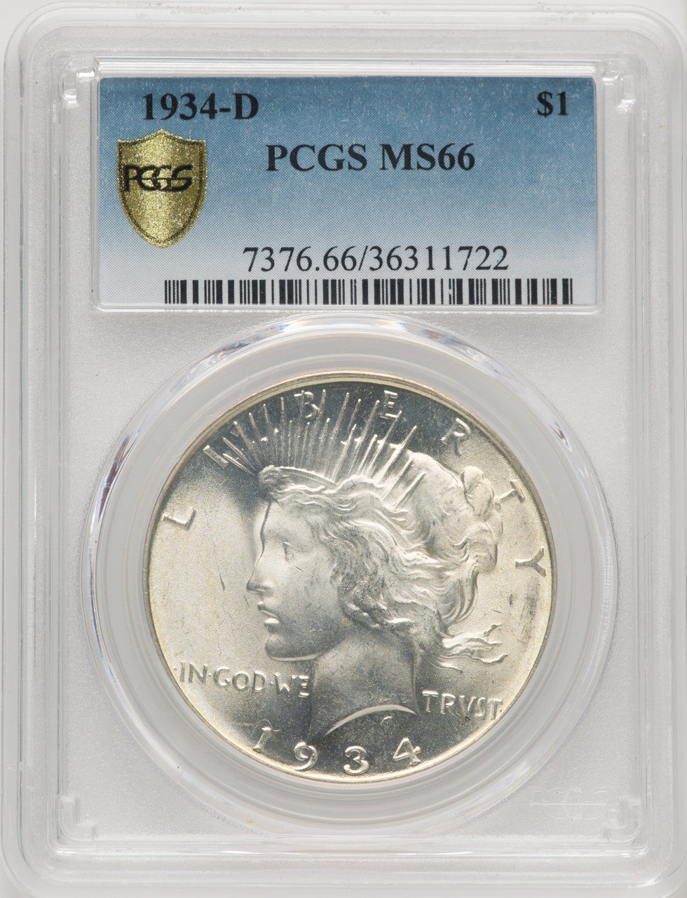 1934-D Peace Dollar PCGS MS66