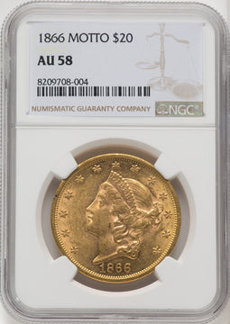 1866 $20 Liberty Double Eagle NGC AU58 (769563056)
