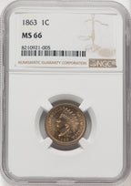 1863 1C Indian Cent NGC MS66