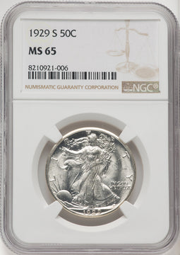 1929-S 50C Walking Liberty Half Dollar NGC MS65
