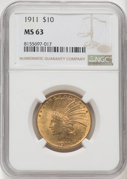 1911 $10 Indian Eagle NGC MS63 (177100040)