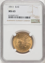 1911 $10 Indian Eagle NGC MS63 (177100040)