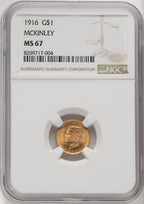 1916 G$1 McKinley Commemorative Gold NGC MS67 (769210025)