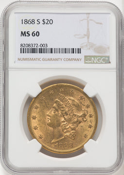1868-S $20 Liberty Double Eagle NGC MS60
