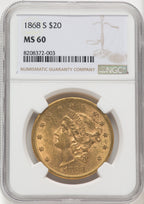 1868-S $20 Liberty Double Eagle NGC MS60