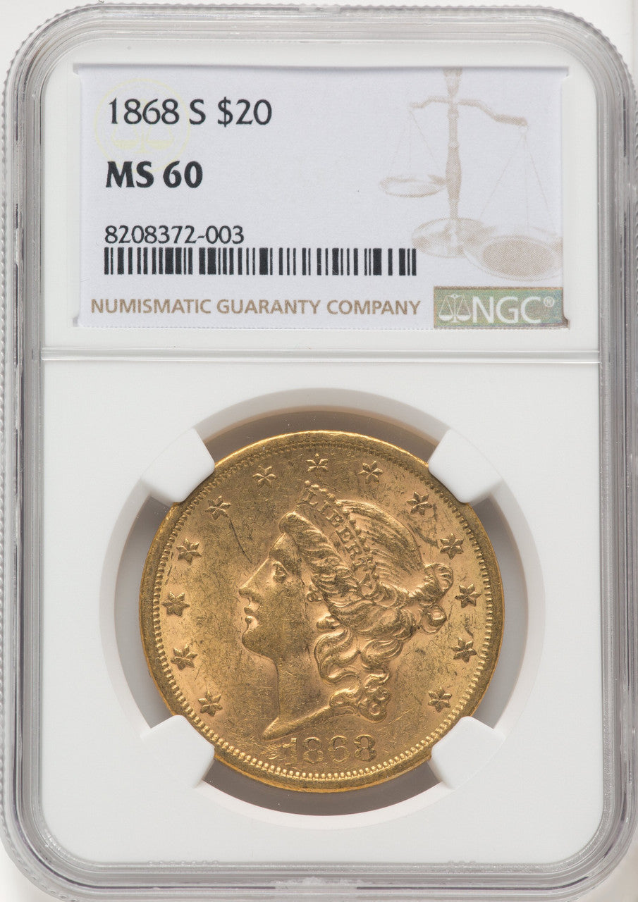 1868-S $20 Liberty Double Eagle NGC MS60