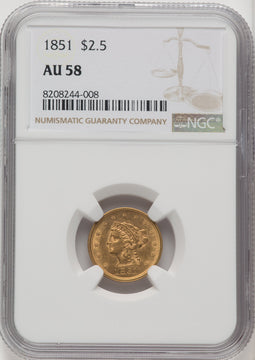 1851 $2.50 Liberty Quarter Eagle NGC AU58 (519460163)