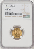 1877-S $2.50 Liberty Quarter Eagle NGC AU58 (519460162)