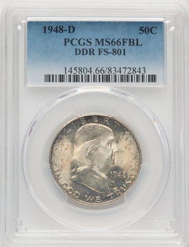 1948-D 50C DDR FS-801 FL Franklin Half Dollar PCGS MS66