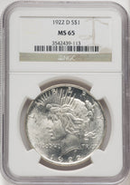 1922-D Peace Dollar NGC MS65