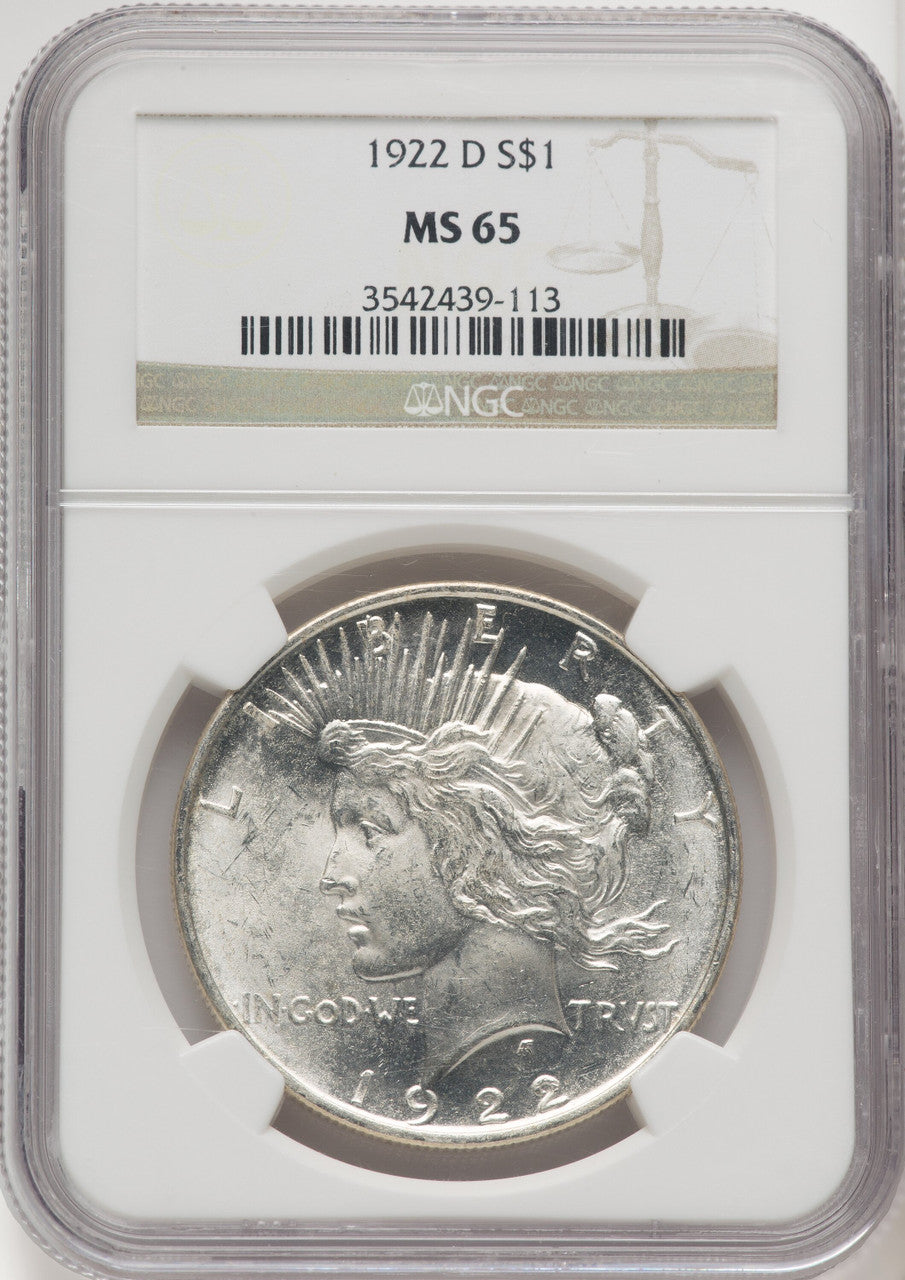 1922-D Peace Dollar NGC MS65