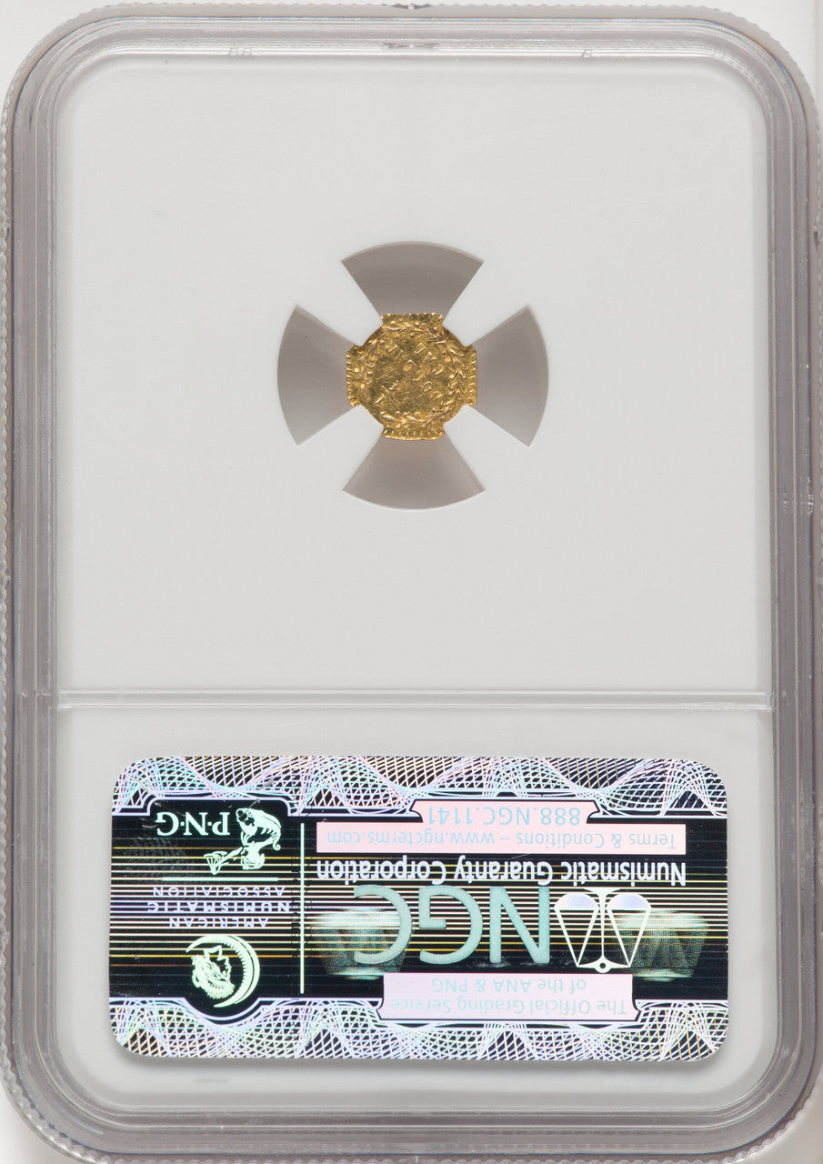 1876 Indian Ocatagonal 25 Cents BG-799 At Least High R.6 California Fractional Gold NGC MS64